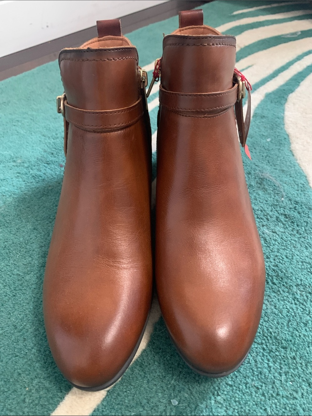 PIKOLINOS Chestnut Brown Leather Ankle Booties with Buckle Strap BNWT